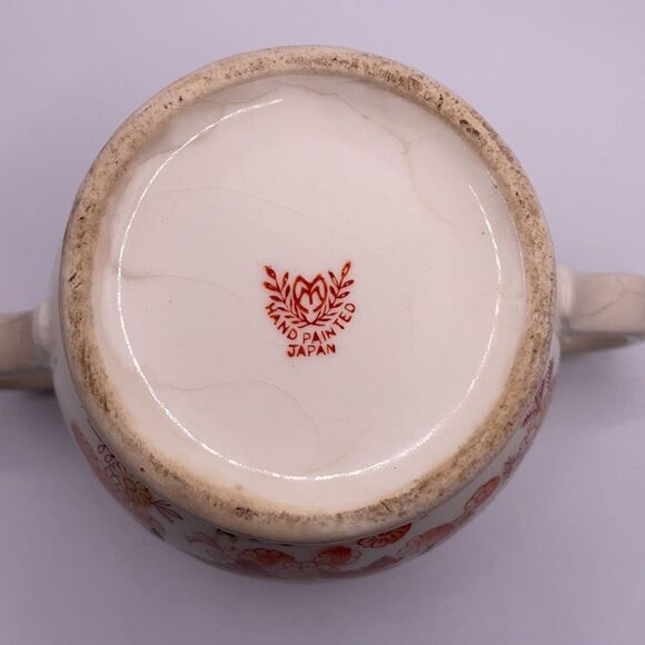 Vintage Japanese 1920’s Hand Floral Designed Porcelain Sugar Bowl - Picture 11 of 16